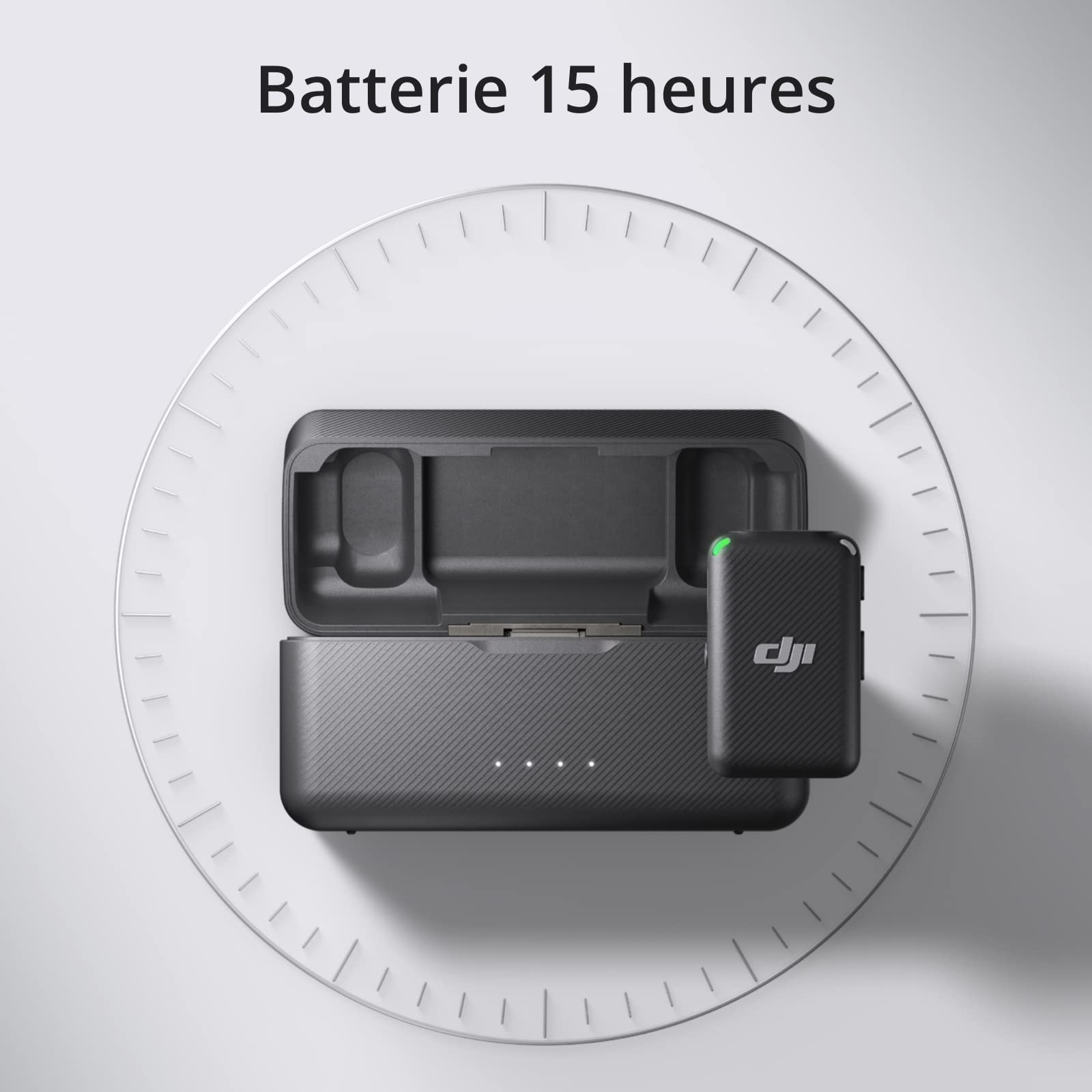 DJI Mic (2 TX + 1 RX + Boîtier recharge) - Compact et Portable micros Lavalier sans Fil à Enregistrement à Double Canal, Transmission à 250 mètres, 15 heures, Système pour Smartphones, caméras