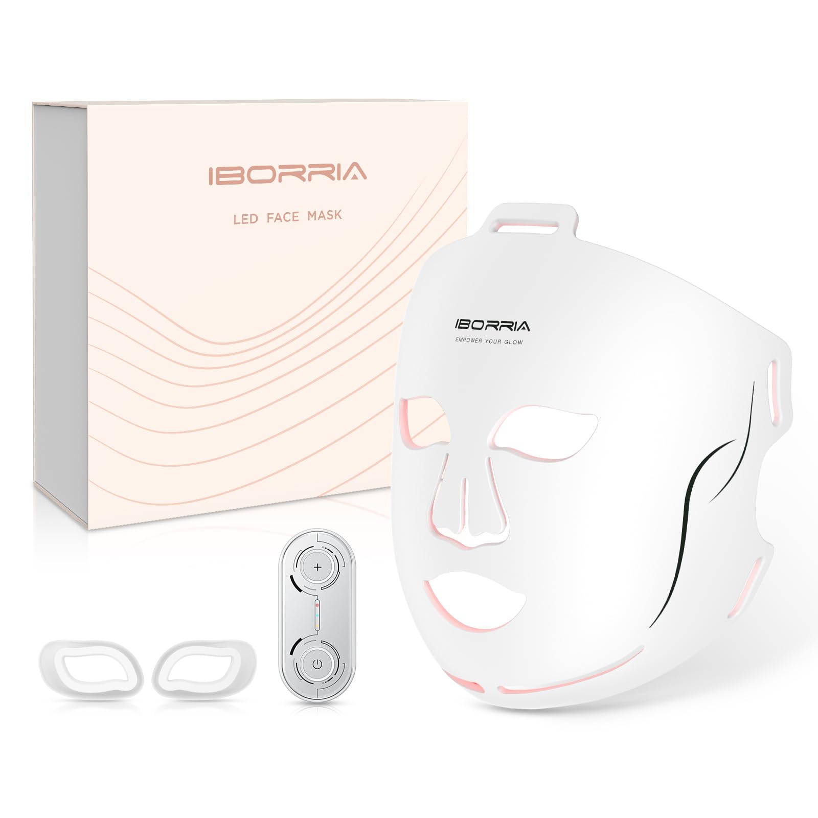 Masque Visage LED, Luminothérapie Infrarouge Proche de la Mâchoire | Masque Facial Beauté avec 400 LEDs Rouge & Bleu & Jaune, Soins de la Peau à Domicile et en Voyage, 3 Modes avec Télécommande