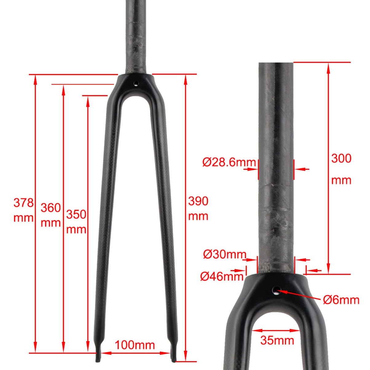Fourche Rigide Carbone Pour Vélo Route 700C - Tube De Direction 28.6 Mm - Garantie 2 Ans - Neuf
