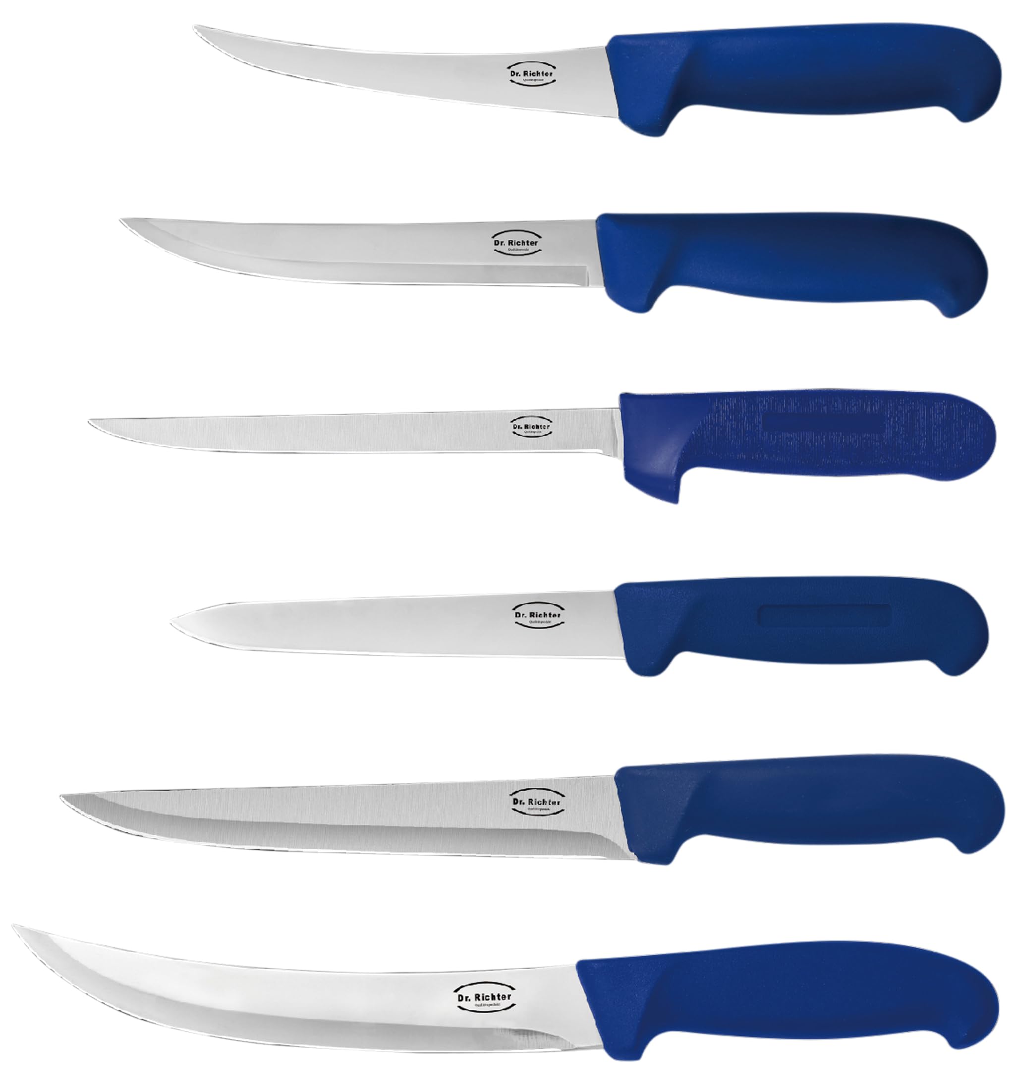 6-teiliges Metzgermesser Set Profi | Ausbeinmesser | Blockmesser | Filetiermesser