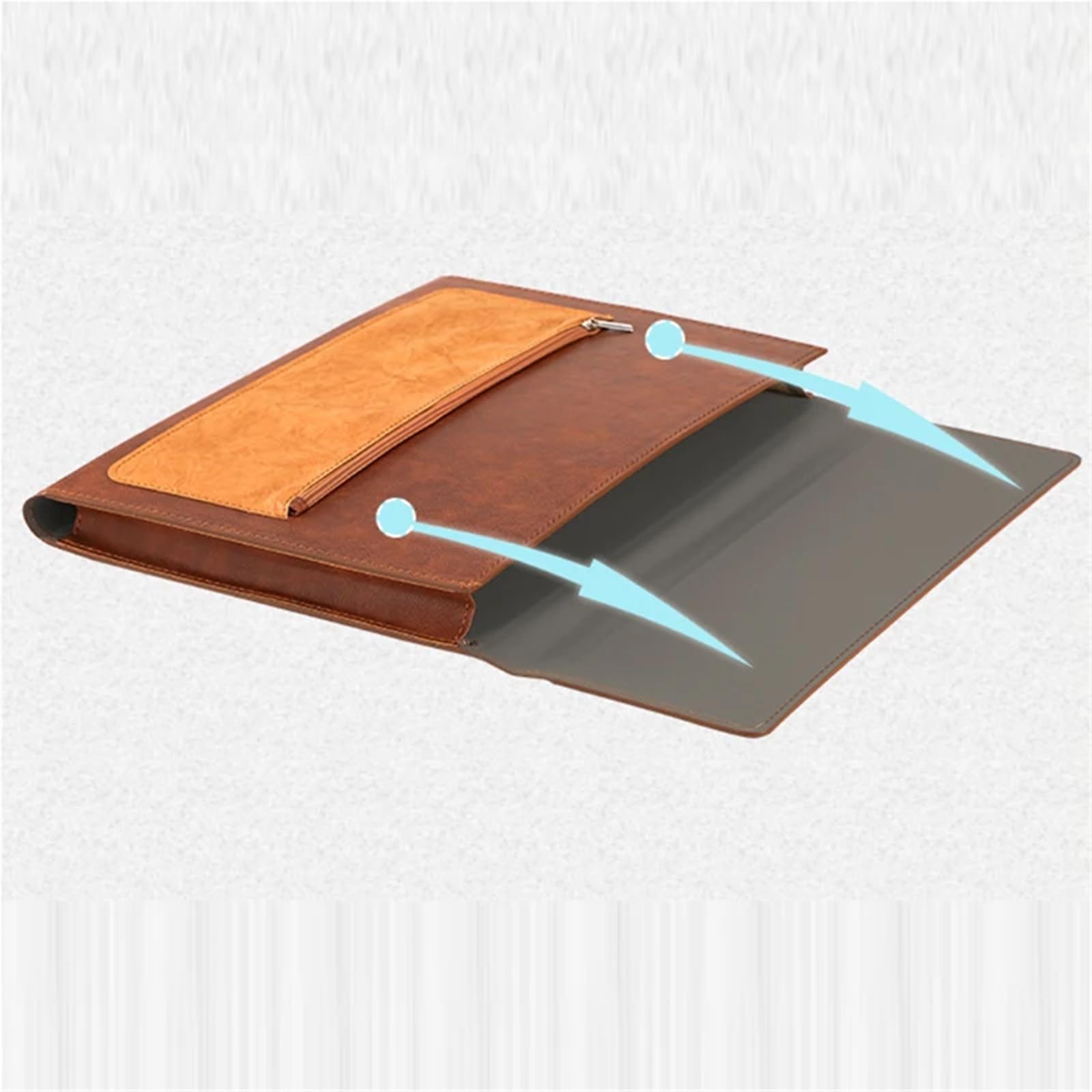 Documentos De Cuero Carpeta de cuero A4 for documentos, 2 unidades, gran capacidad, resistente al agua, for, contratos, facturas, suministros oficina(Brown without handle)