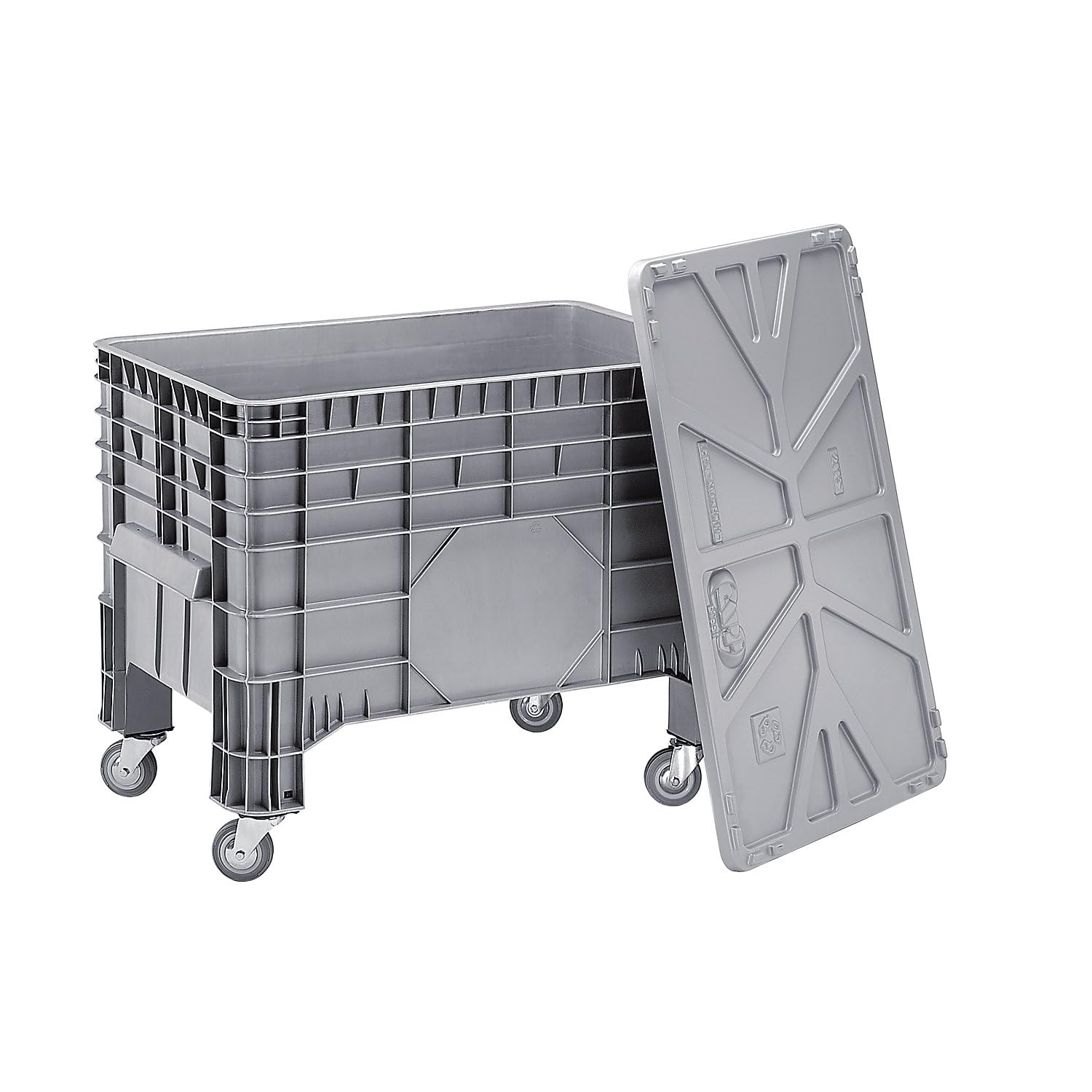FRANKEL kaiserkraft | Caisse-palette en polyéthylène | capacité 285 l | 4 pieds et 4 roulettes pivotantes | 1 pièce et +
