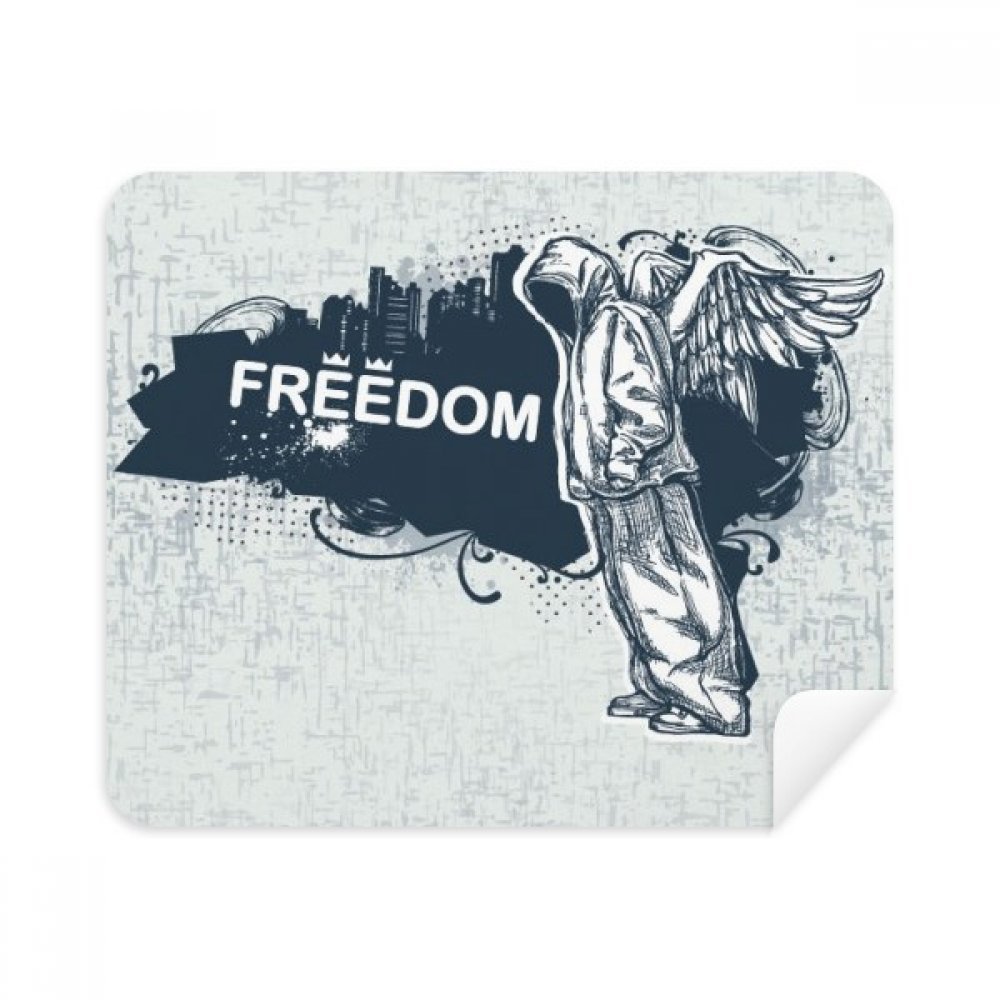 Hip-Hop Freedom Angel Pattern Cleaning Cloth Screen Cleaner 2pcs Suede Fabric