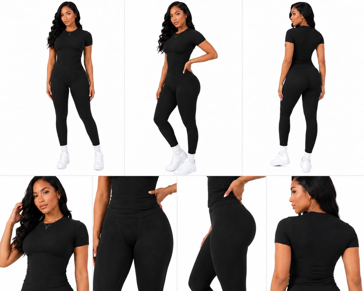 LICOBOD XS-3XL codzienny trening dwuczęściowe stroje dla kobiet koszulka z krótkim rękawem + elastyczne szorty z wysokim stanem zestawy streetwear