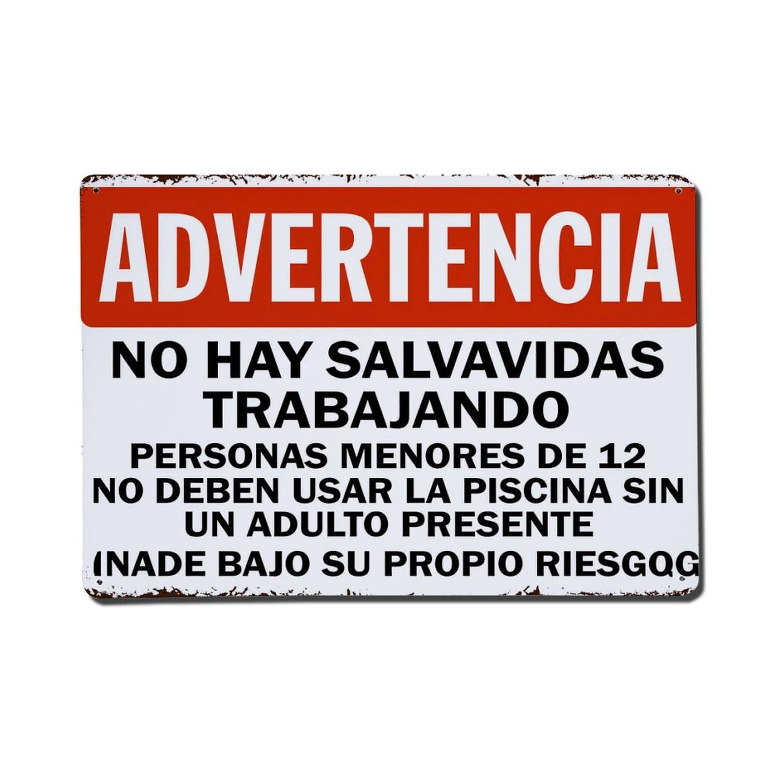 Warning No Lifeguard On Duty Tin Sign Vintage Metal Poster, Home Bar Garage Man Cave Cafe Indoor & Outdoor Wall Decoration 8x12Inches