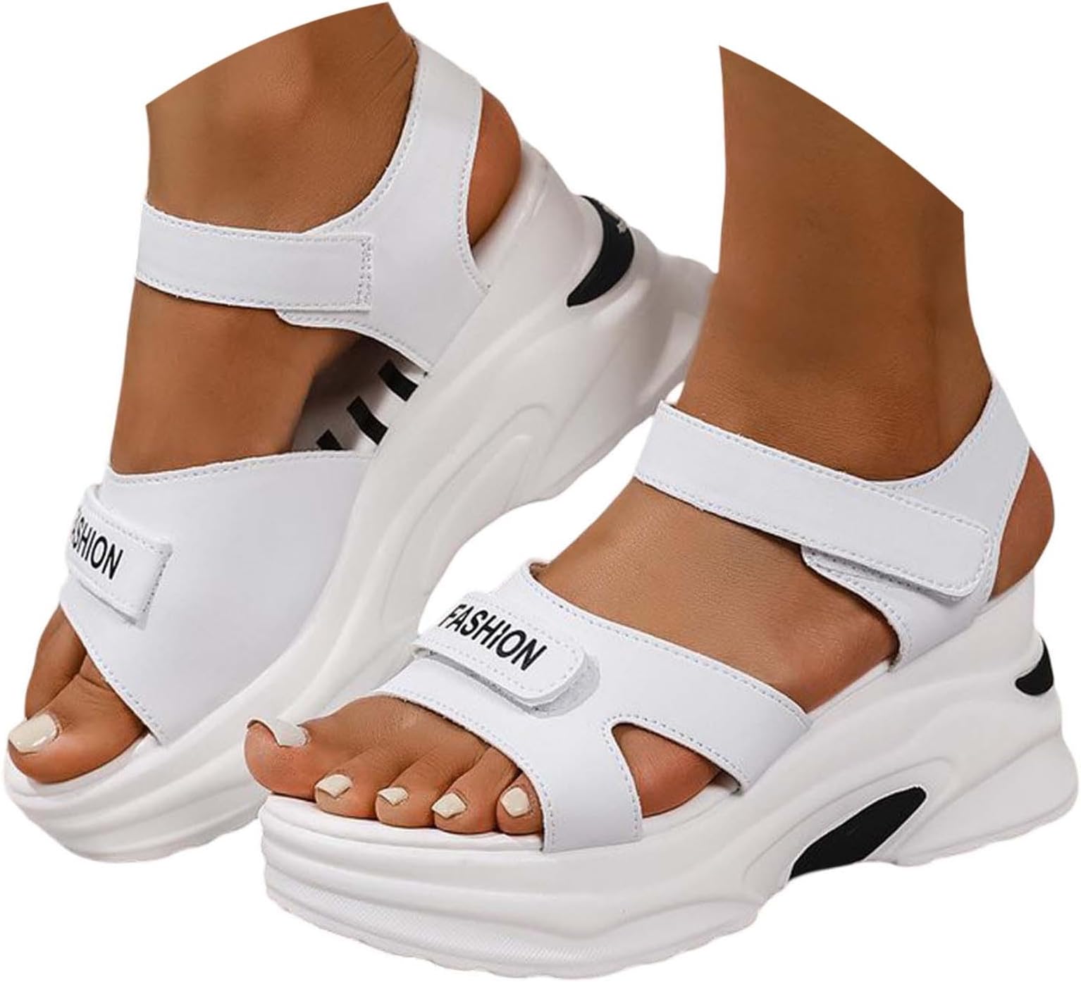 Women's Summer Platform Sandals Comfortable Wedge Slip-On Breathable Open Toe Casual Walking Shoes for Beach