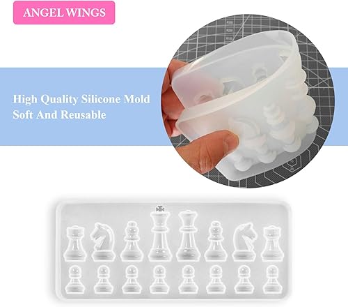 Miniatura 3 de Juego de 2 moldes de silicona para bricolaje o ajedrez internacional, moldes de fundición de resina epoxi para manualidades, manualidades,