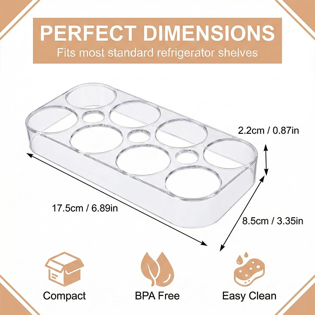 Porta Uova da Frigo, 8-Griglie Contenitore per Uova per Frigorifero, Portauova Frigorifero, Organizzatore per Uova in Plastica per Frigorifero, Vassoio Per Uova in Frigorifero o Sul Piano Di Lavoro - 3