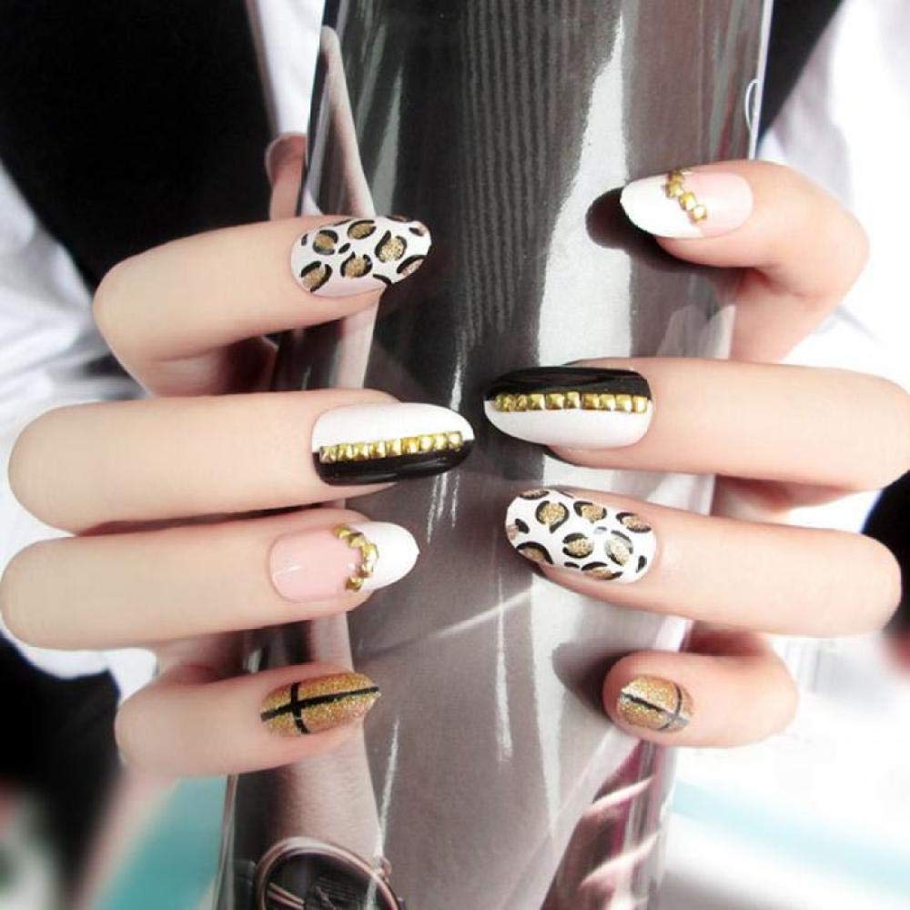 GeRRiT False Nails DIY Girls Charm False Nails Women Fashion 3D Metal Patch Nail Art Design Ladies Night Party Leopard Fake Nails