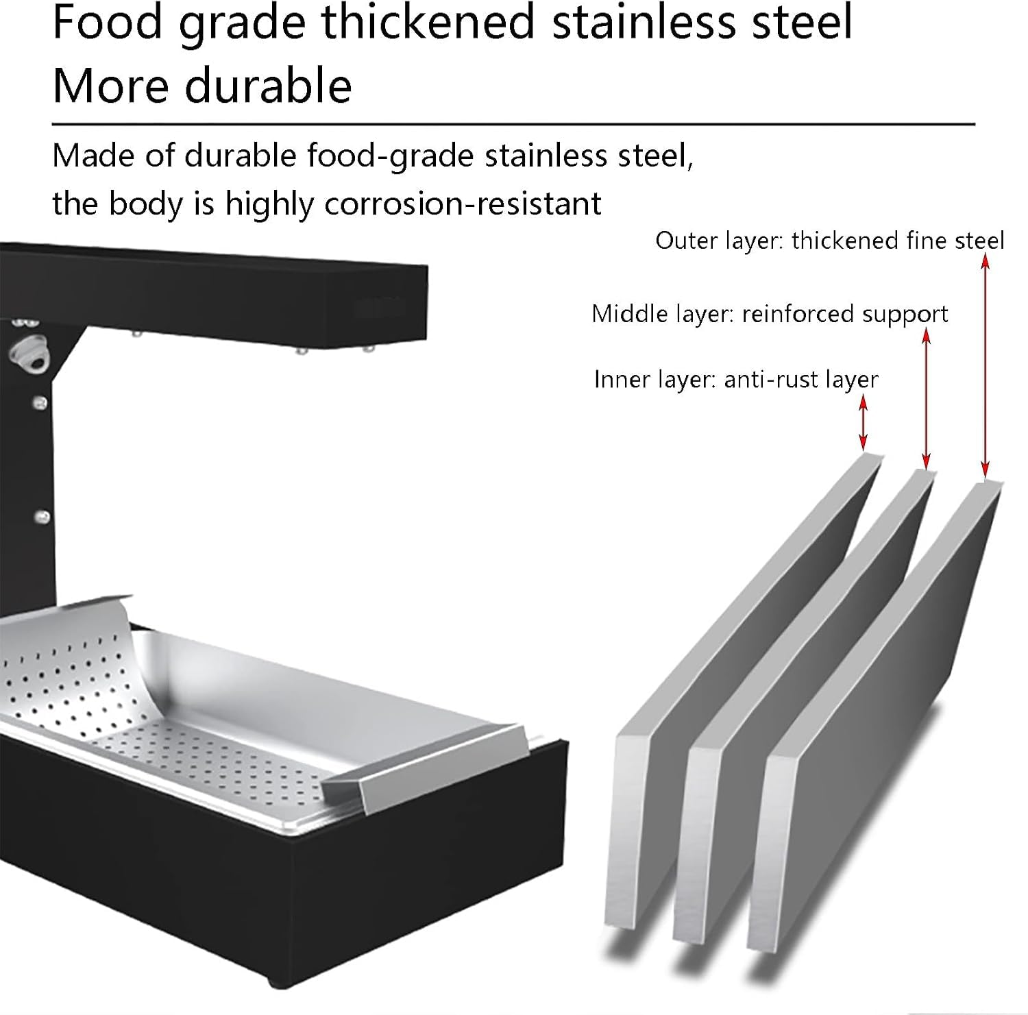 French Fry Wärmer, Electric Food Heating Station, Kommerzieller Warming Dump für Buffet, ideal für die Beibehaltung von Pommes bei Perfekter Serviertemperatur