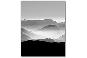 Black and White Nature Wall Art: Captivating Mountain Print