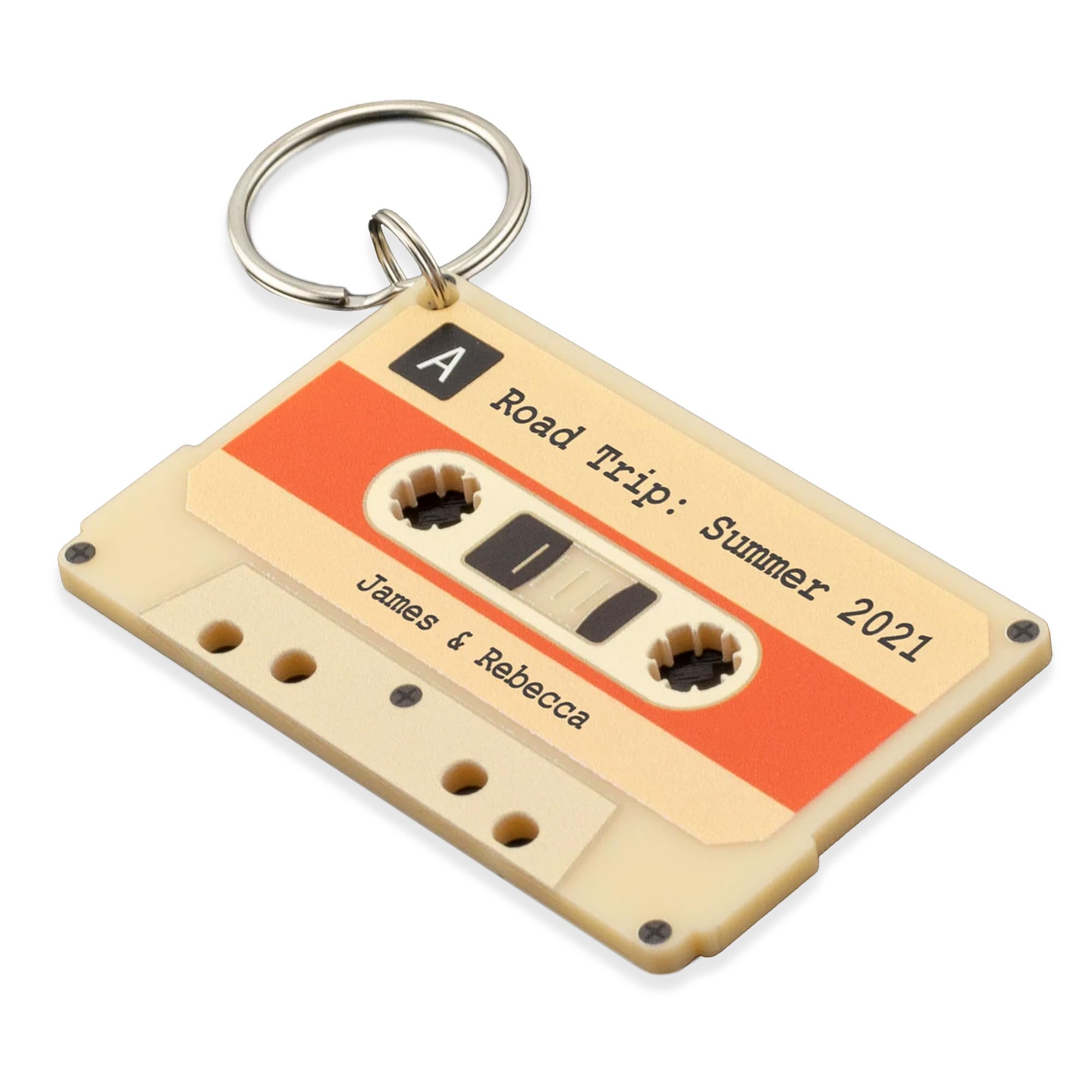 A1 Graphics Ltd Personalised Song Message Cassette Keychain Custom Song Retro Tape Keyring (Cream)