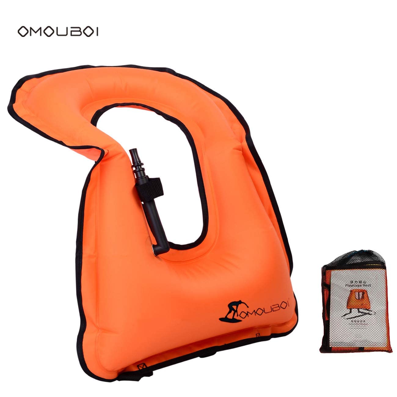 Aufblasbare Schnorchelweste Kajakschwimmweste für Erwachsene Schnorchelwesten Aufblasbare Schwimm Weste für Schnorchel-Wassersport-Anfänger Nur für Erwachsene (Orange) (Packung mit 2)