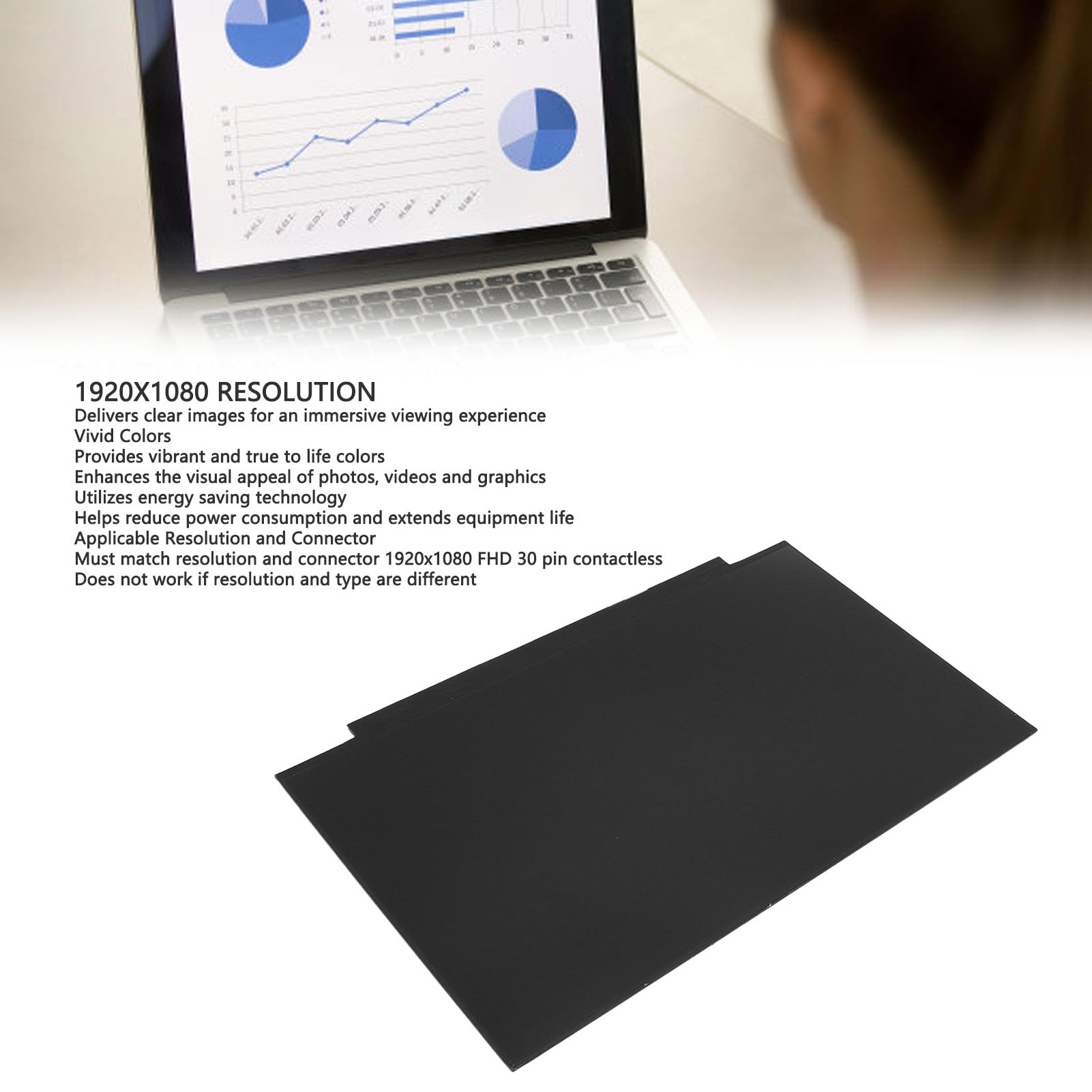 CHICIRIS Pannello Display LCD per Laptop da 15,6 Pollici di Alta qualità per la Sostituzione in Notebook con Tecnologia di Risparmio Energetico