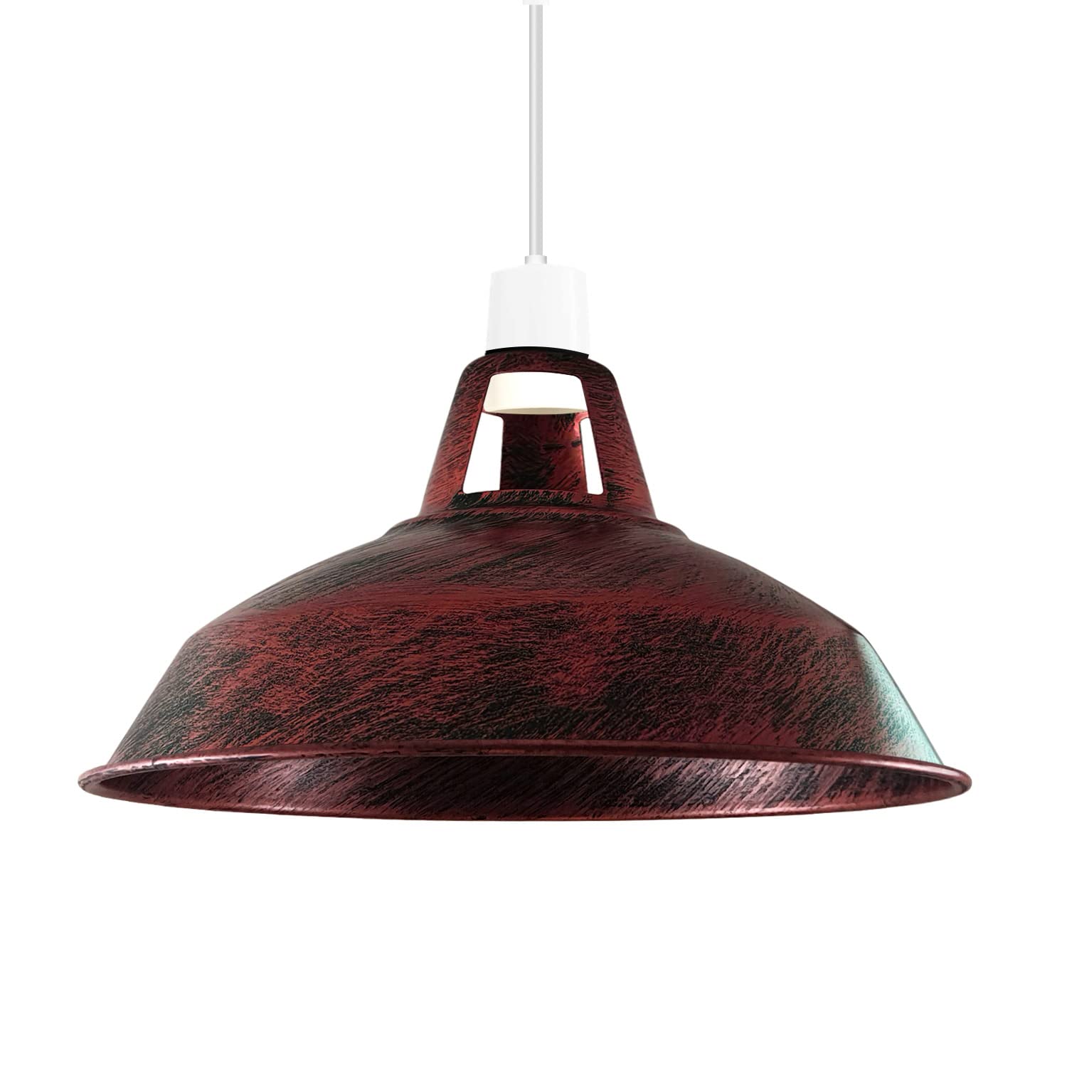 Dc Voltage Rustic Red Replacement Ceiling Fitting Light Metal Lamp Shade 30Cm Vintage Industrial Farmhouse Pendant Shade For E27 Ceiling Fixtures Indoor Light Shade, Kitchen Island Dining Room Hanging Light