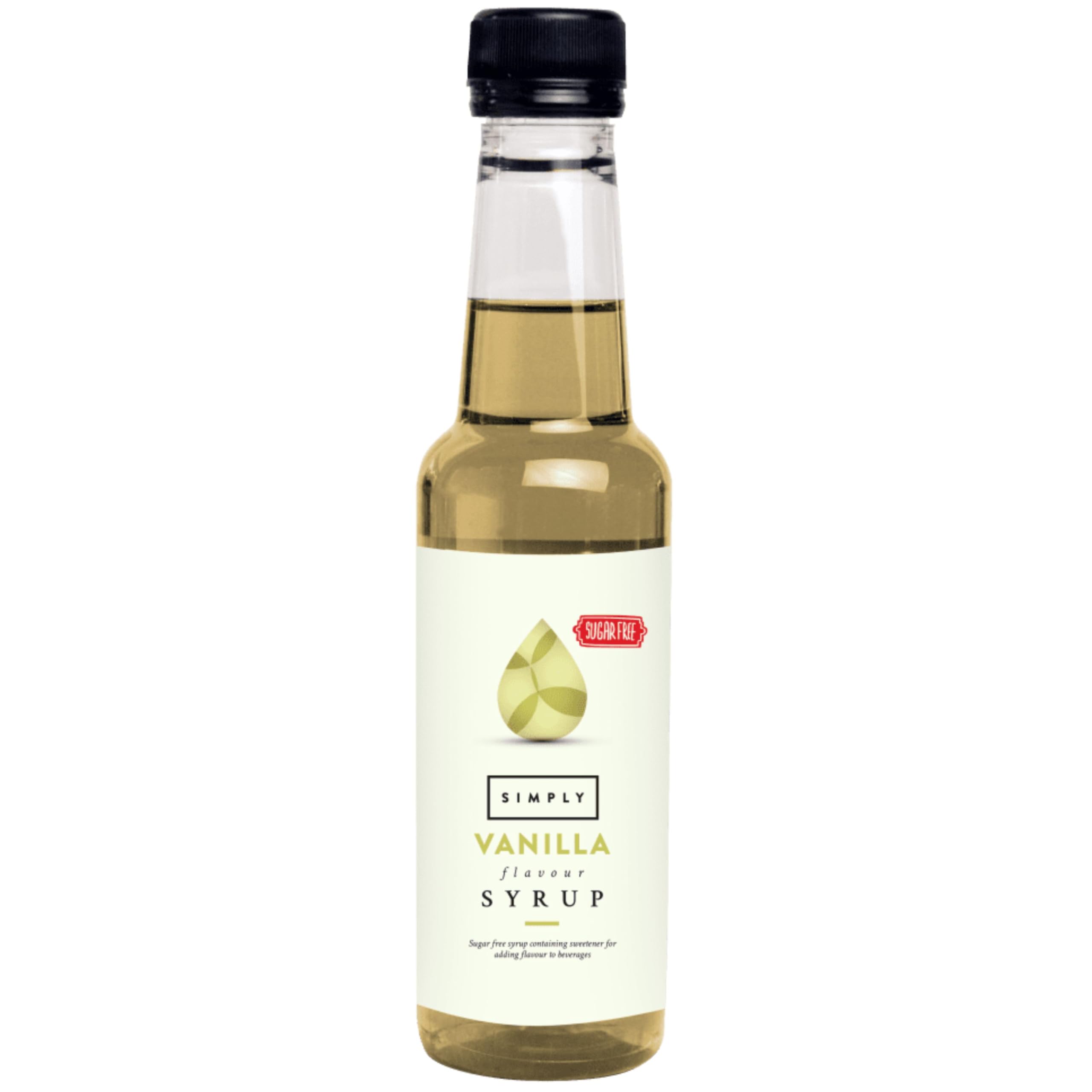 Simply Sugar Free Vanilla Syrup, Low Calorie, Vegan & Nut Free Flavoured Syrup for Coffee, Cocktails & Baking (250ml)