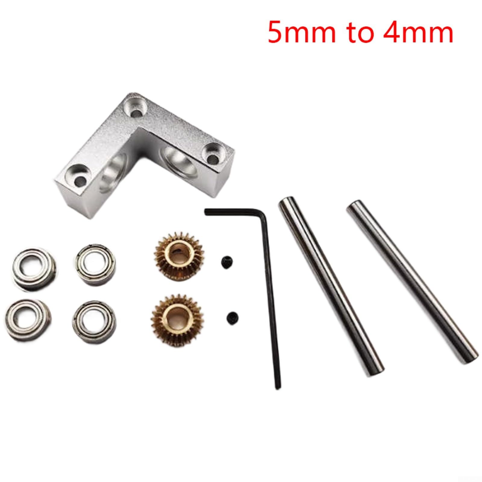 Für Mini-Winkelgetriebe, 1:1 Übersetzung, 4/5 mm, Doppelwellen-Aluminiumlegierung, Doppellager-Unterstützung für DIY-Modellgetriebe (5 mm bis 4 mm)