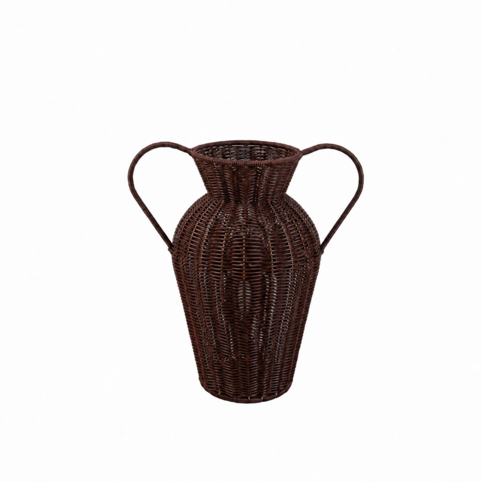 Qianly Florero PP Tejido a Mano Rústico Jarrón Ratán con Laterales Minimalista Recipiente corativa Ratán Sintético para coración l Hogar, Café