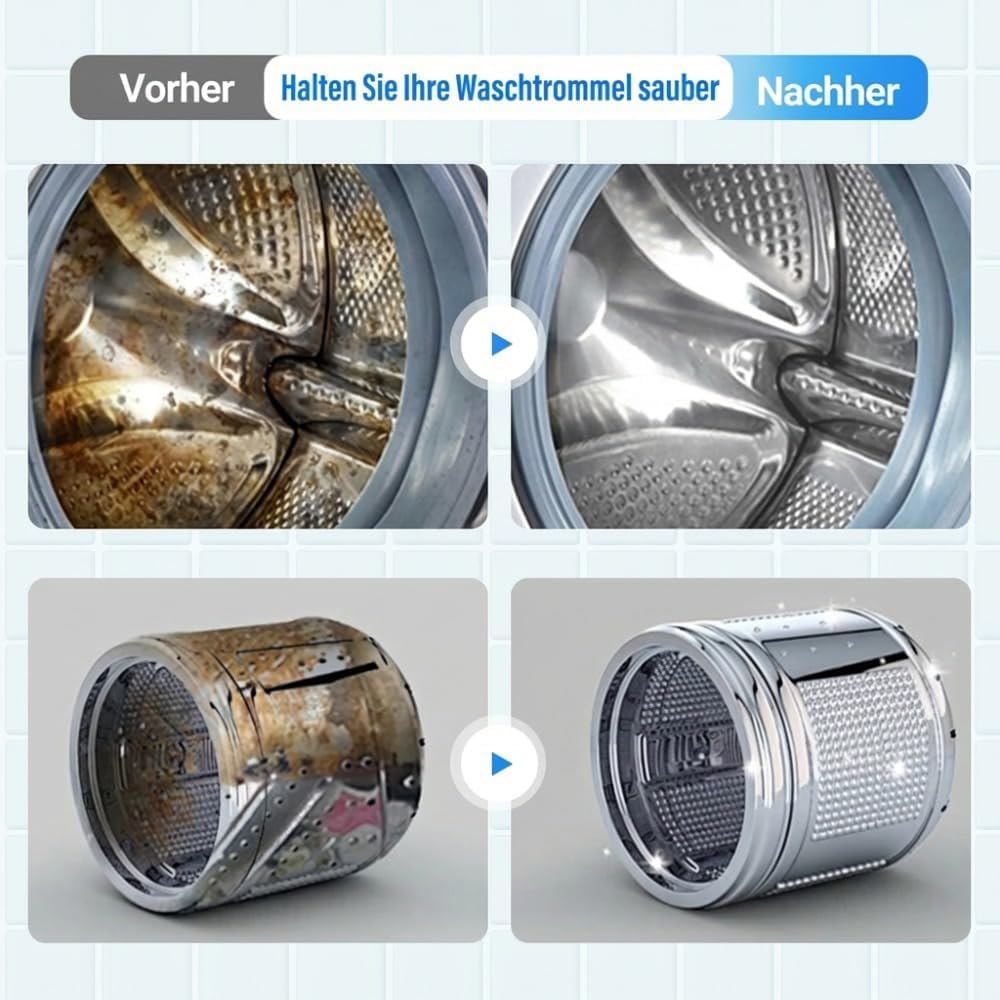 Waschmaschinenreiniger, 4-in-1 Power Tabs, Tabs extra stark gegen Geruch & Kalk, Express Waschmaschinen Reiniger, Tiefenreinigung für Frontlader & Toplader, 12 Monats Versorgung (3 Stück)