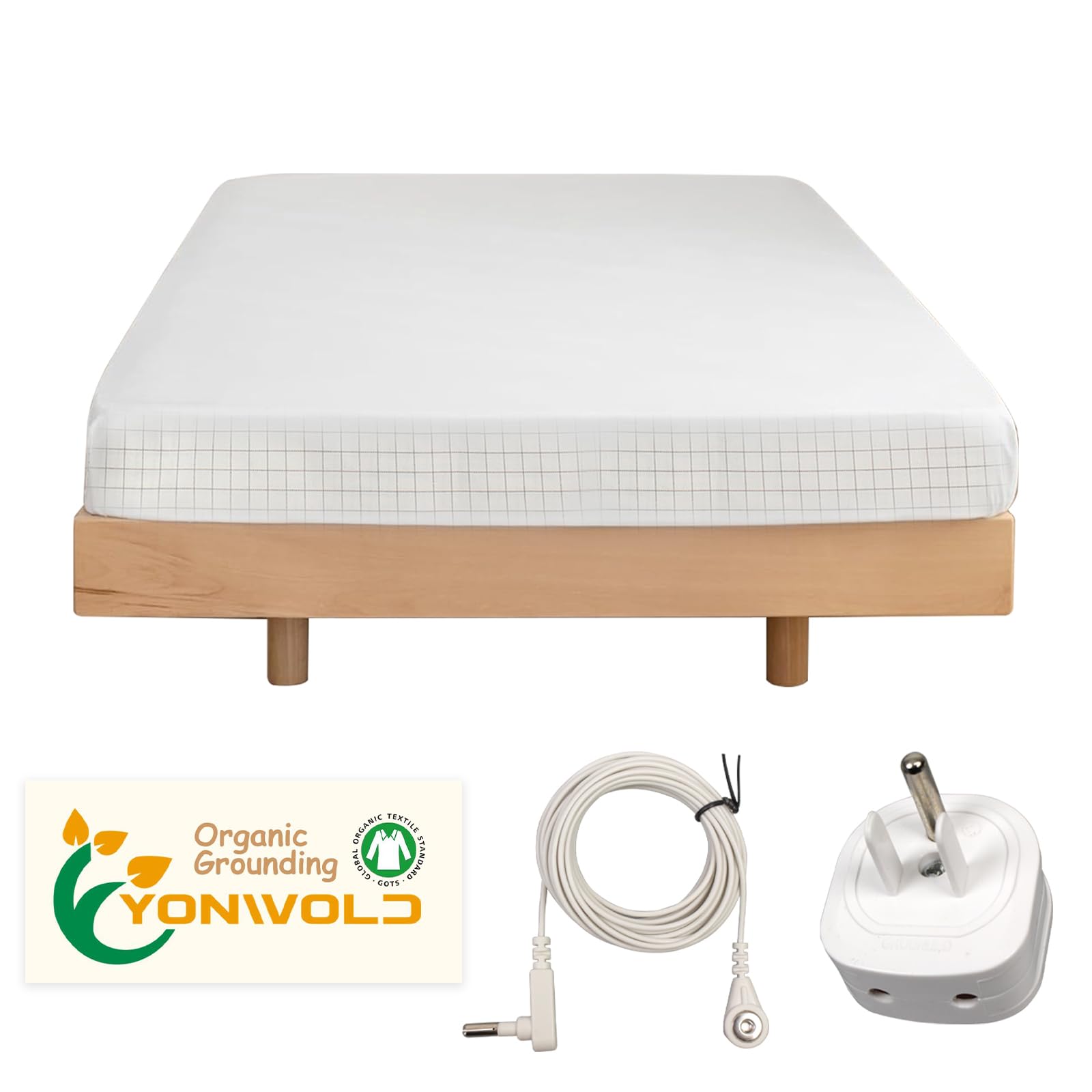 Photo 1 of Grounding Fitted Sheet ,TWIN XL Size , 10% Silver, Organic with Grounding Cord/cable and Safe Adapter Twin XL 39"x80"x13"