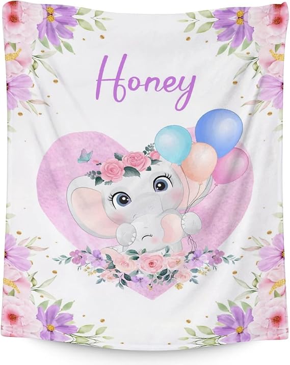 Elephant Blanket Gifts - 30"x40" Cute Throw for Women Girls - Purple Soft Fuzzy Blankets for Couch & Office