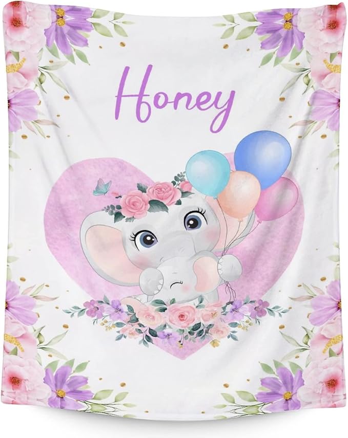 Elephant Blanket Gifts - 30"x40" Cute Throw for Women Girls - Purple Soft Fuzzy Blankets for Couch & Office