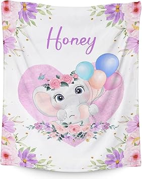 Elephant Blanket Gifts - 30"x40" Cute Throw for Women Girls - Purple Soft Fuzzy Blankets for Couch & Office