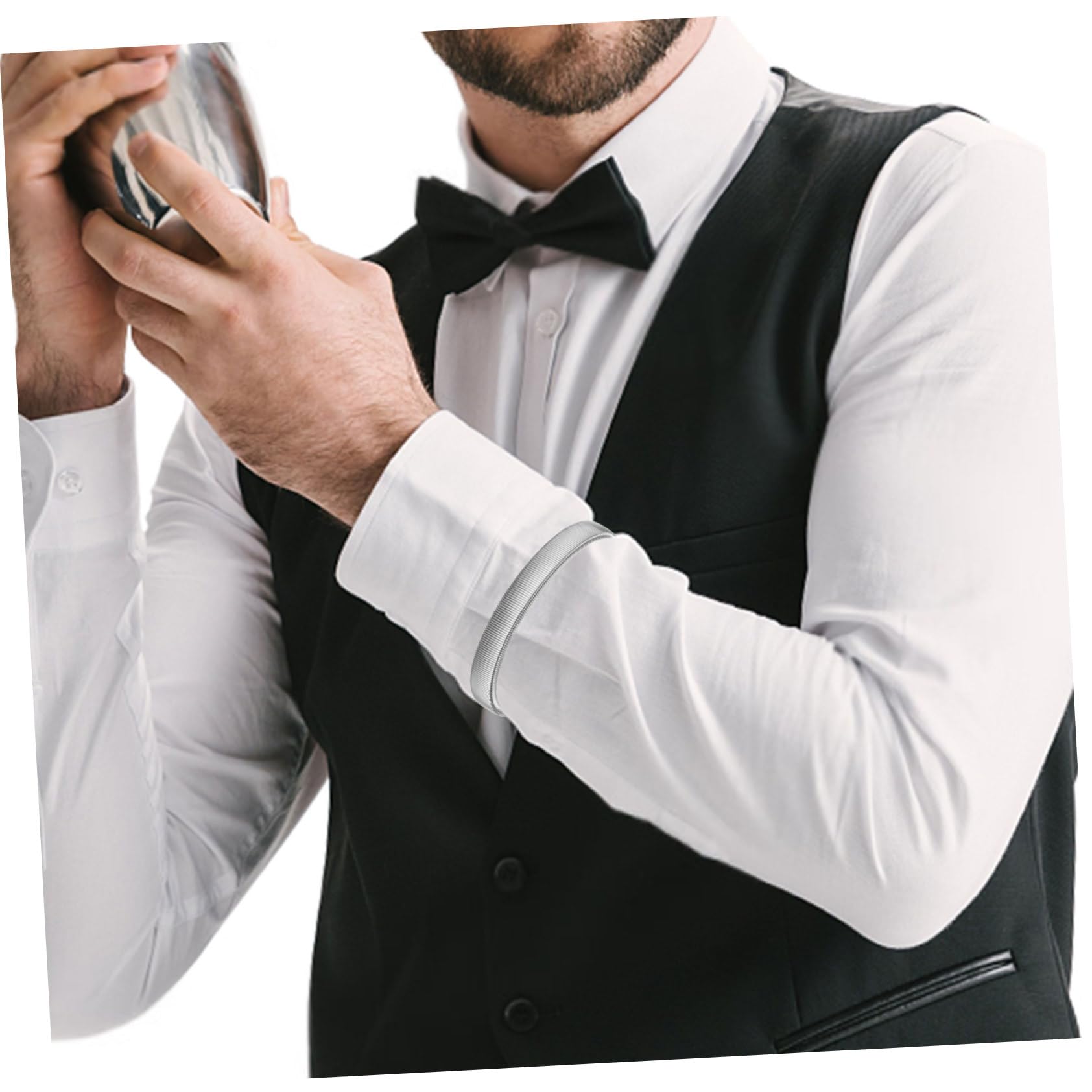 Lot 3 Paires Fixe-Manches Chemise - Blanc - 2,5cm - Force Serrage Élevée - Homme/Femme