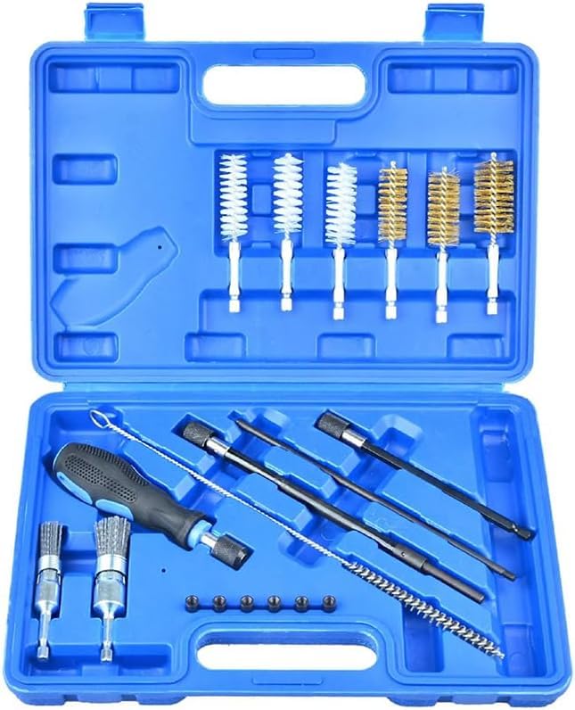 ALLTOOETOOLS 19pcs Diesel Injector Seat Cleaning Kit Fuel Injectors Brush Cleaner Tool