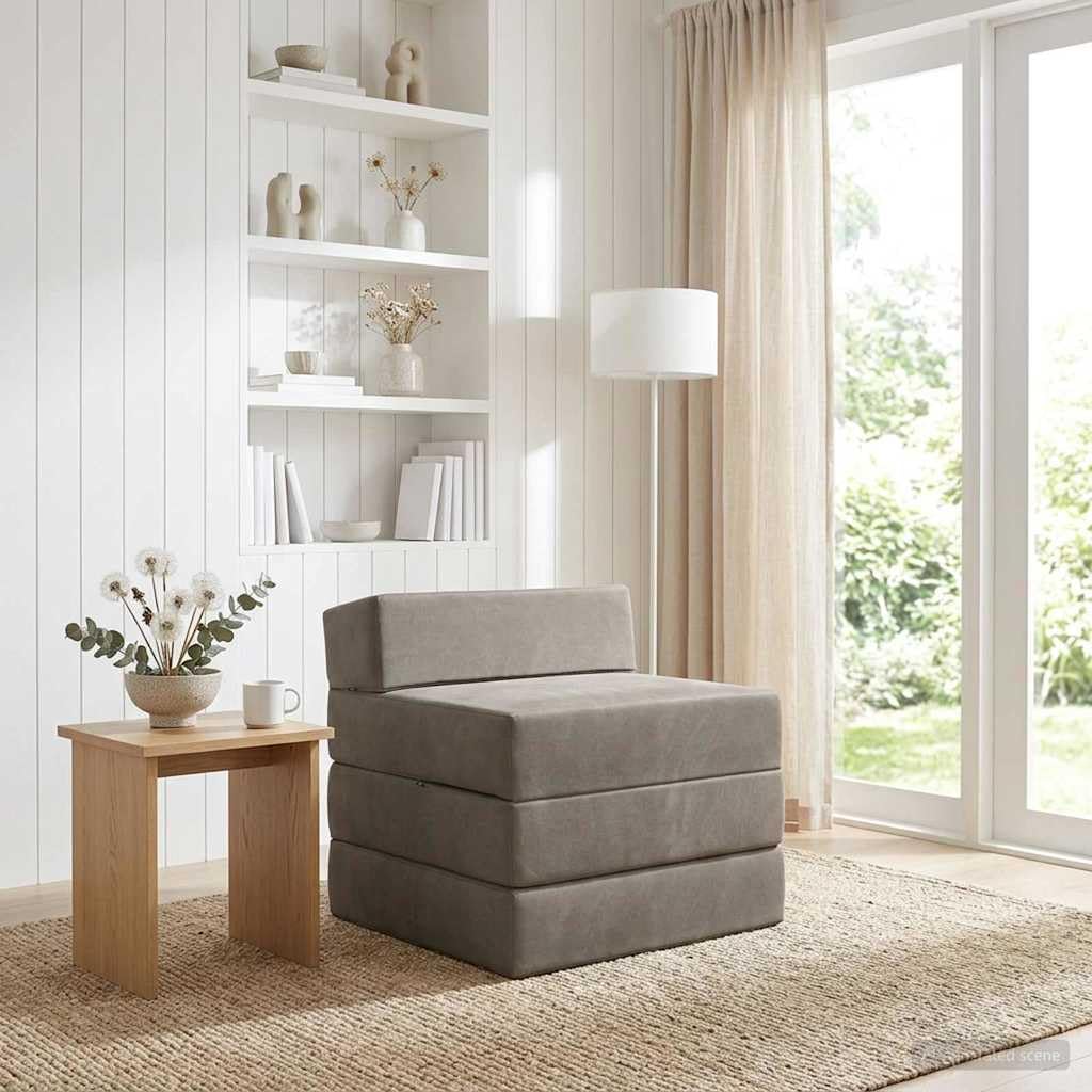 Sofa składana łóżko jasnoszara 200 x 70 x 15 cm aksamit