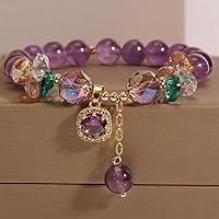 Crystal Pendant Beaded Stretch Bracelet for Women - Sparkling Glass Fashion Jewelry Gift Accessory