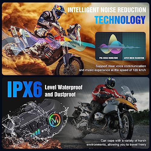 Feya Y55 Motorcycle Helmet Speakers High Battery Life Helmet Headphone Ipx6 Automatic Answer/Call Music Control/Intelligent Noise/Wake Up Siri thumb #4