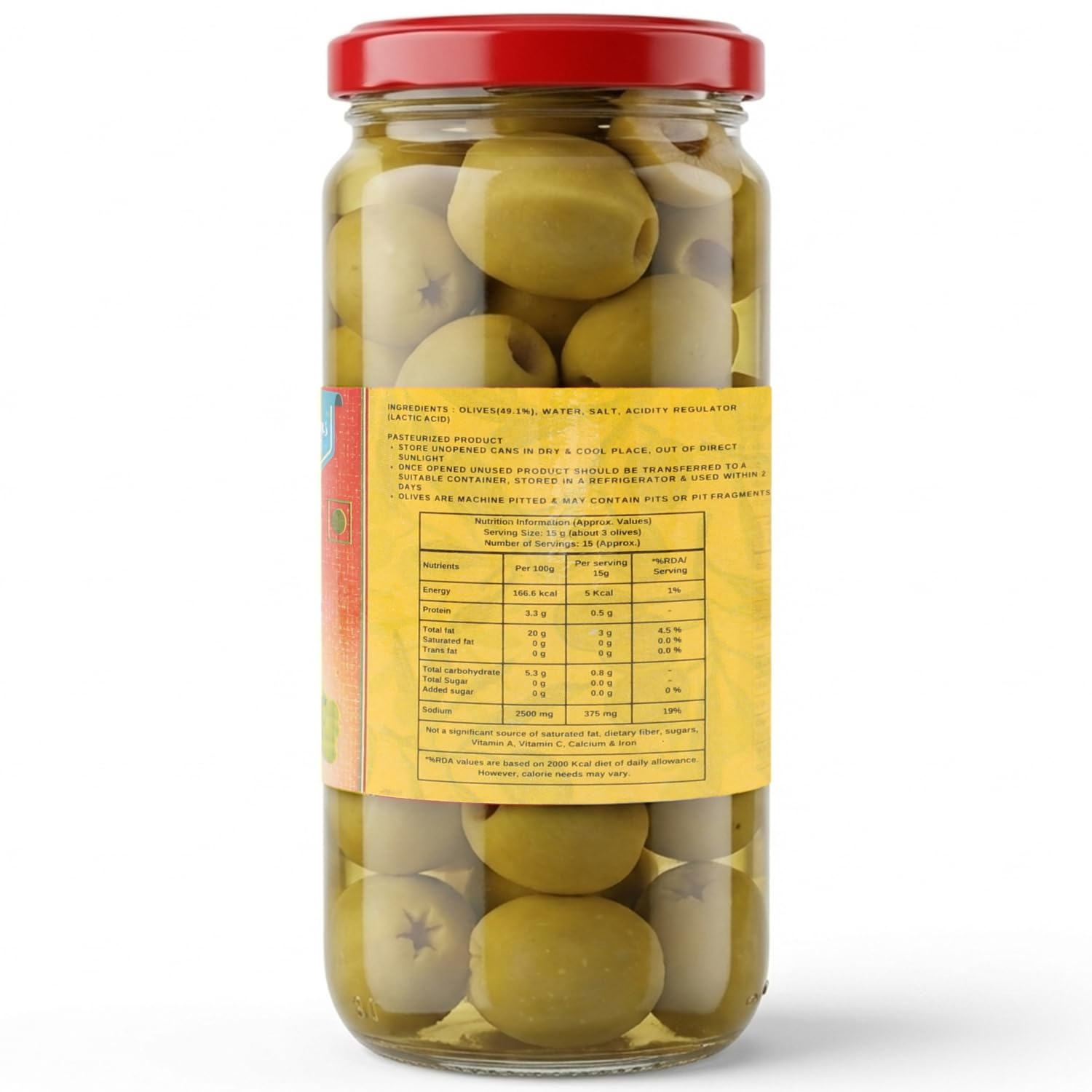 Freshos Premium Imported Olives (( Green Pitted Olives 450 gm)) 1