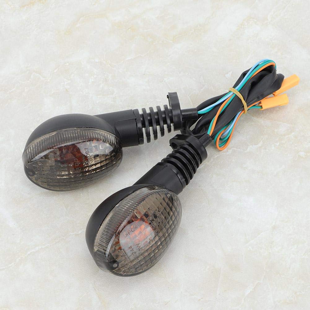 Intermitentes Moto, Qiilu Lámpara de luz de señal de giro 2PCS apta para modificación de motocicleta Kawasaki Para Ninja 250(Negro)