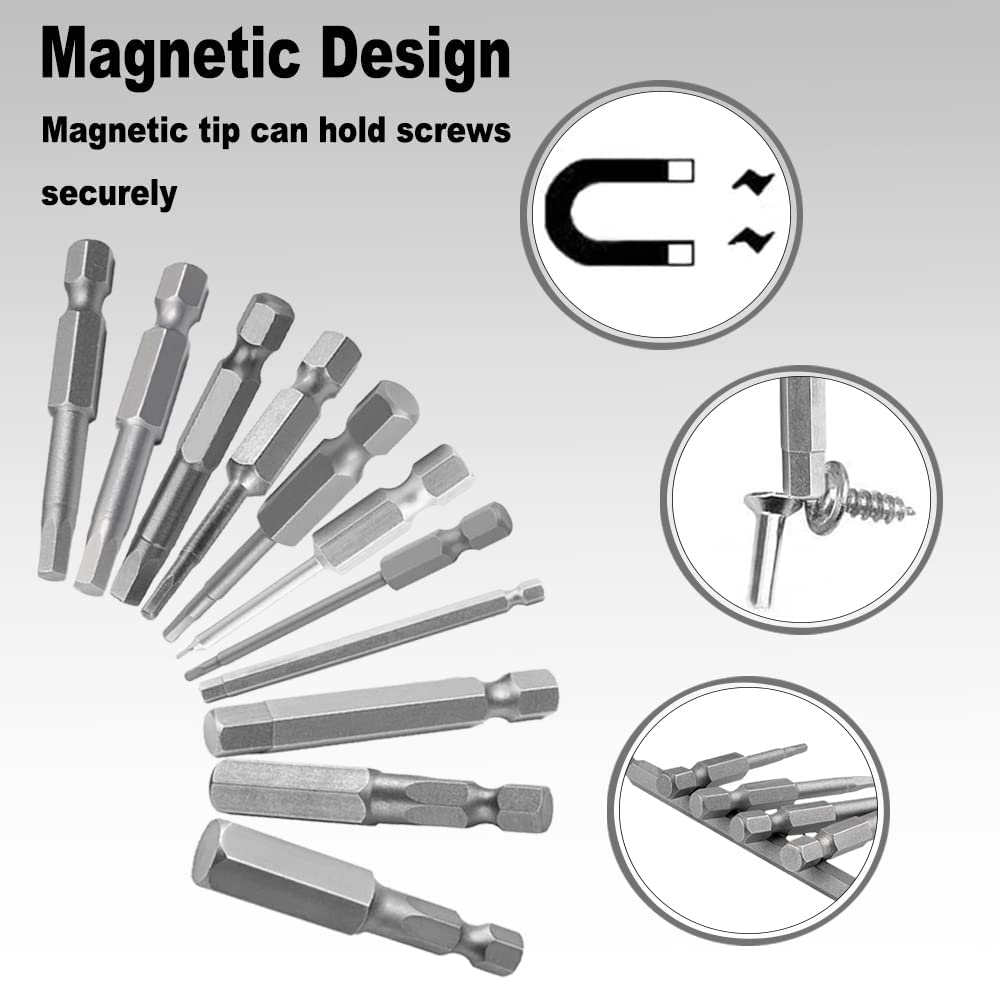 Auniwaig SL3 Schlitz-Schraubendreher-Bits – 10 Stück, 6,35 Mm Sechskantschaft, 50 Mm, Magnetisch, S2-Stahl