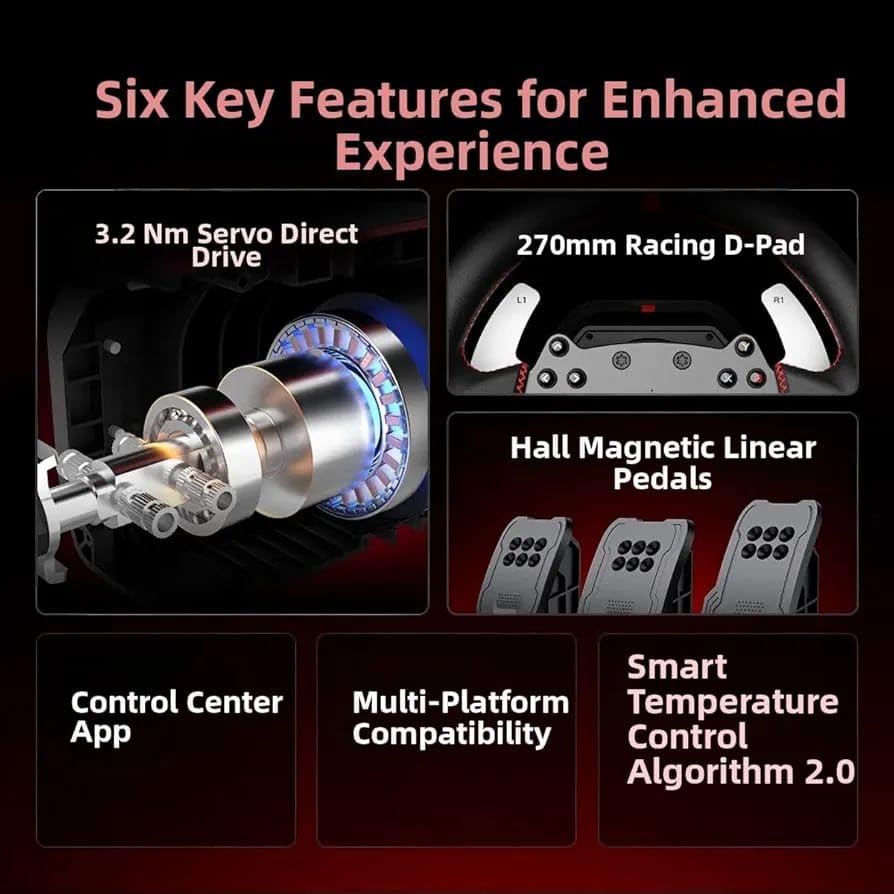 Image of PXN V10 Pro Direct Drive Racing Wheel with 3 Pedals | 270-900 Rotation | Magnetic Hall Sensors | Compatible with PC, PS4, Xbox Series X /S