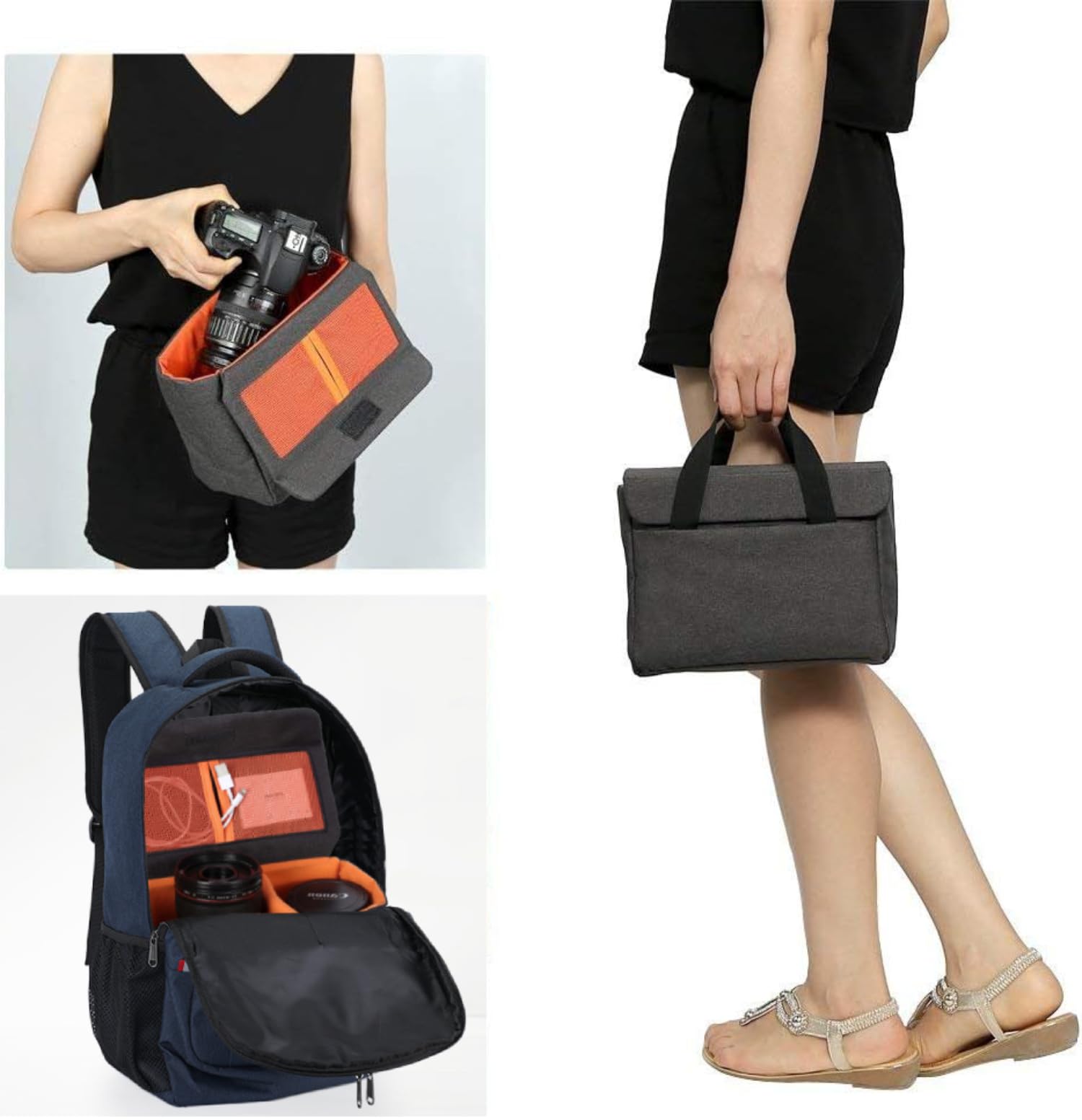 BAIGIO Housse Appareil Photo Insert Reflex Antichoc Housses de Protection Sacoche Appareil Photo Sac Photographe Caméra DSLR Pochette Appareils Photo pour Nikon Canon Fuji Olympus Sony, Noir