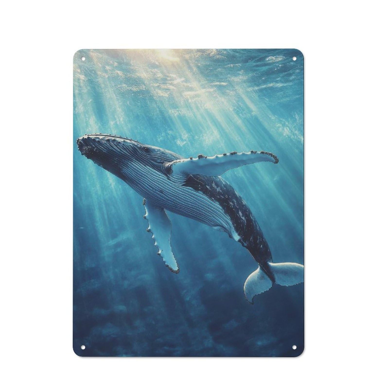 Junmoney Humpback Whale Underwater Metal Wall Sign 40X30cm Featuring For Pub Or Café, For Pub Decor Enthusiasts, For Retro Home Interiors