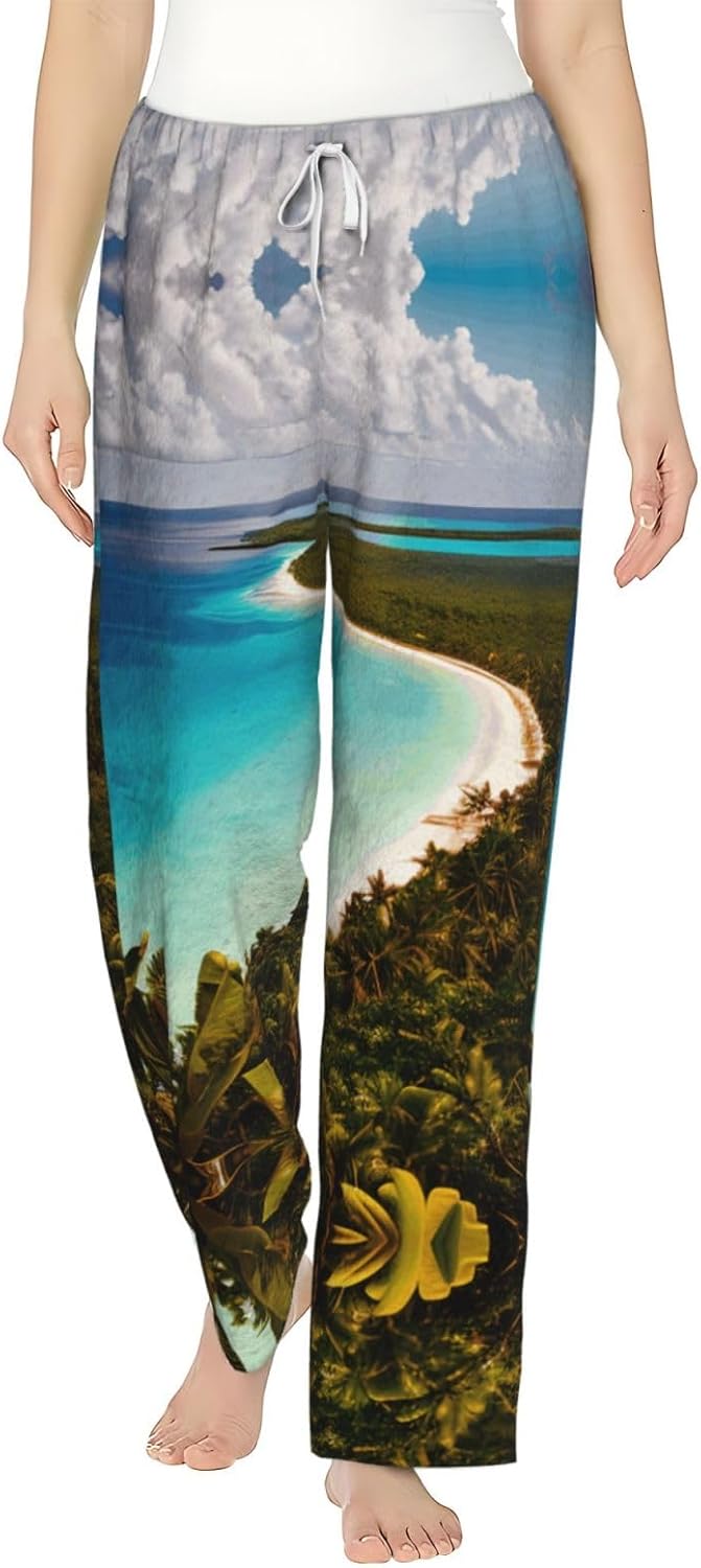 Island Of Cuba Print Cozy Christmas Pajama Pants,Flannel Pajama Bottoms,Cater To Various Body Types