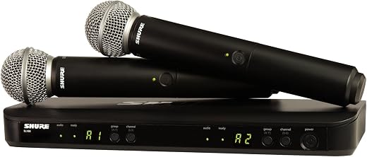 Shure BLX288/SM58 UHF Wireless Microphone System - Perfect for Church, Karaoke, Singing - 14 Hours Battery Life, 100m Rang...