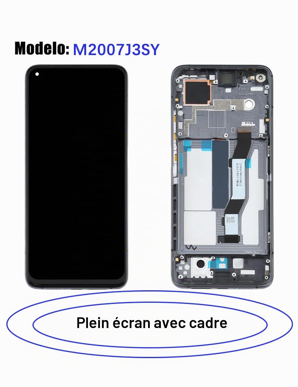 Écran pour Xiaomi 10t 5G M2007J3SY Noir avec Cadre