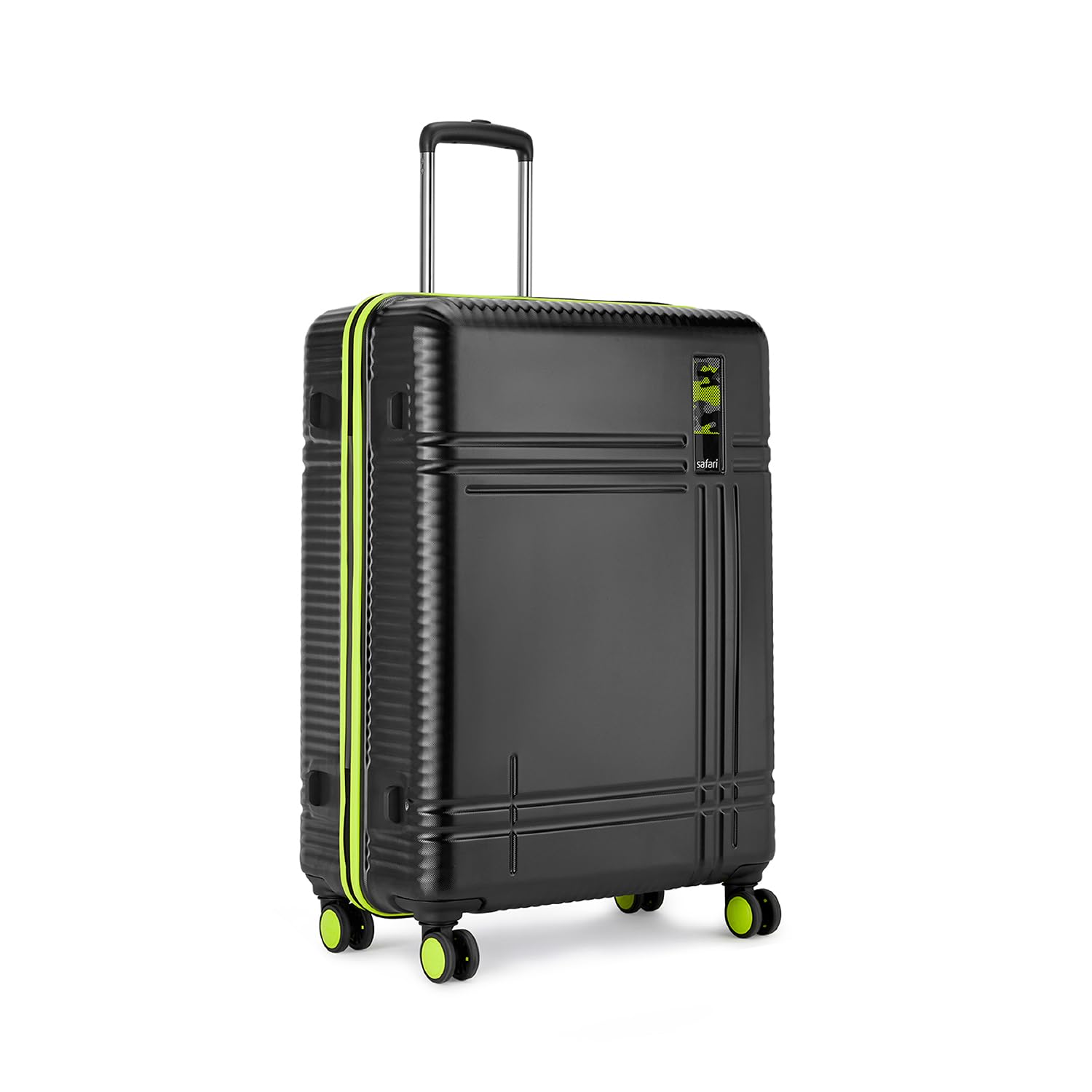 Safari Polycarbonate (PC) Zany 78 Cms Large Check-in Hardsided 8 Wheels Luggae/Spinner Suitcase/Trolley Bag with TSA Lock (Black)