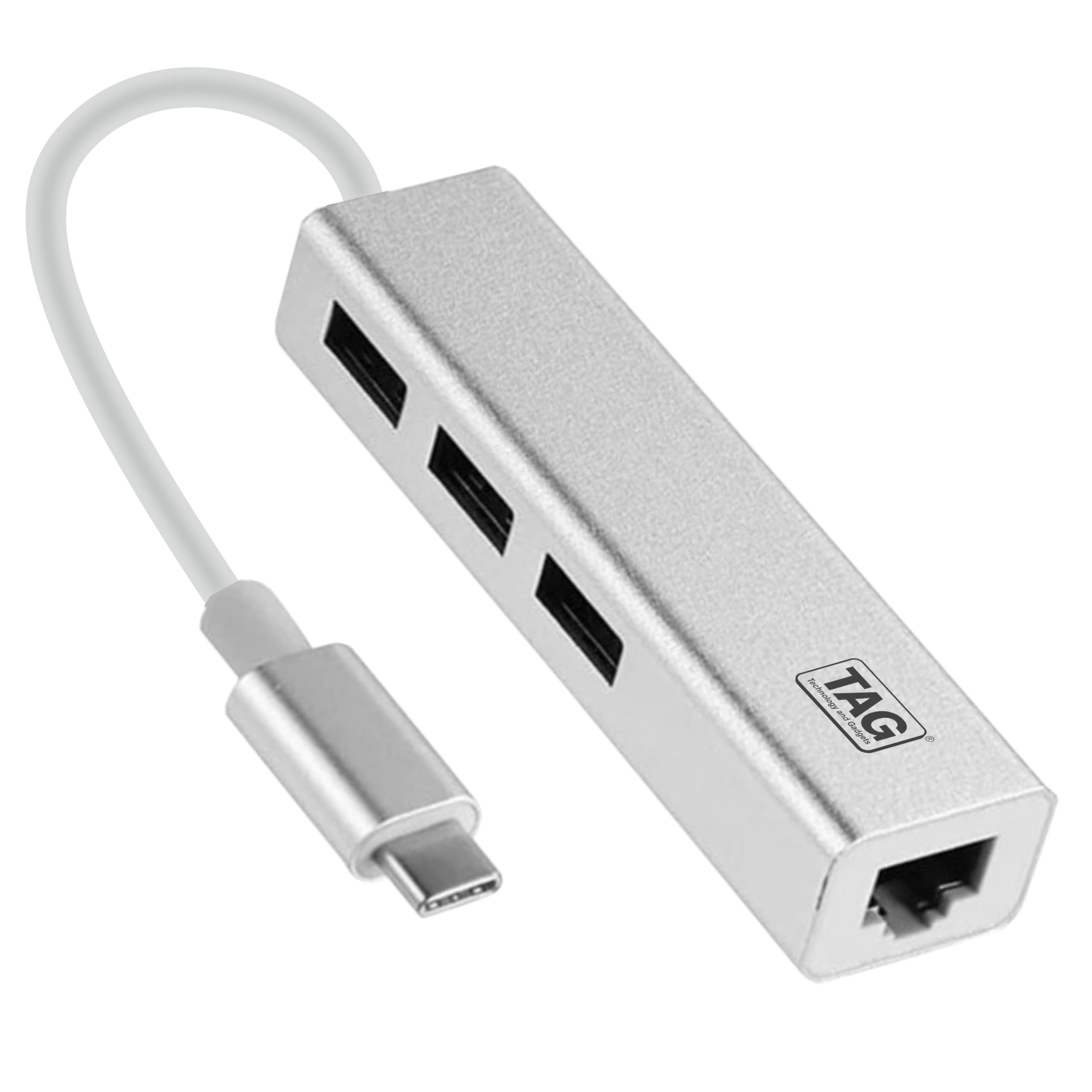 TAG 4 in 1 USB-C to Giga LAN with USB 3.0 Hub | RJ45 Gigabit Ethernet Adapter | 5Gbps Fast Transfer Speed | 3 USB 3.0 Ports | Aluminium Body | 1Gbps Bandwidth | Supports PC, MacBook, Laptops-image-27