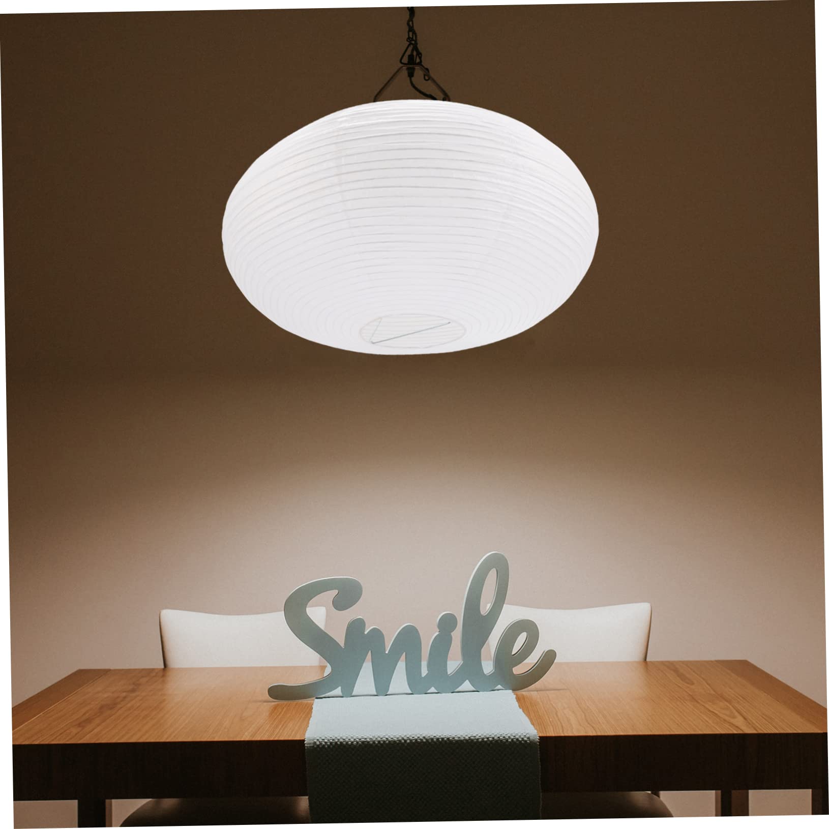 HOMSFOU Paper Lantern Lampshade 16.14 Inch Round White Pendant Lamp Shade Portable DIY Light Cover for Indoor Bedroom Study Lighting - Image 2