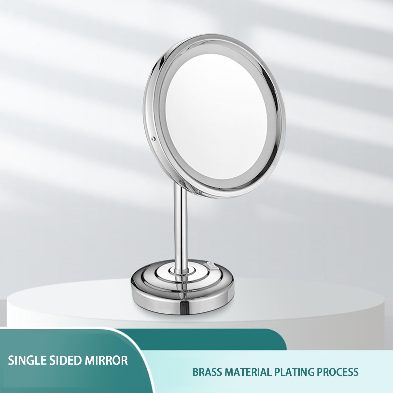 CBLdF LED Desktop Single Sided Makeup Mirror, 8In Desktop Beauty Mirror White Light,Gold,5X