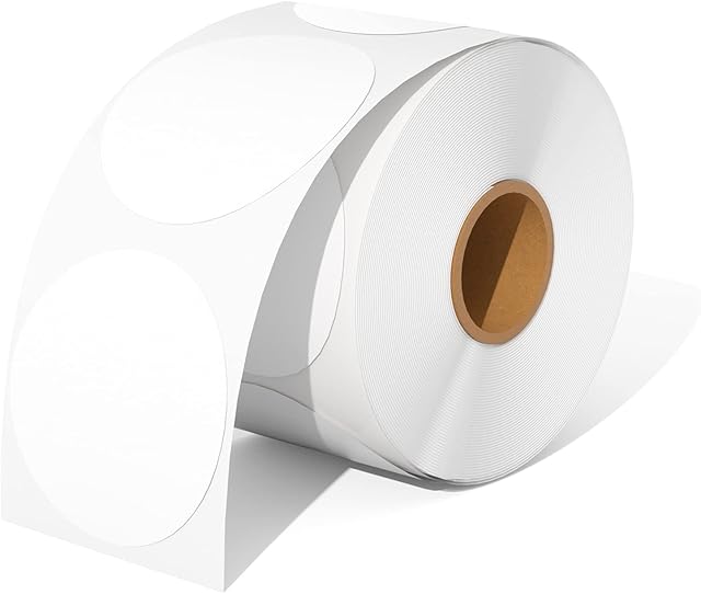 MUNBYN 2" Circle Thermal Sticker Labels, Self-Adhesive Round Direct Thermal Labels, Multi-Purpose Roll Thermal Stickers for Business