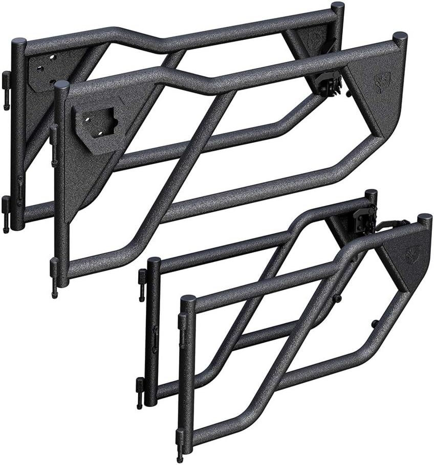 Tyger Auto TG-DR4J62758 Tubular Doors Compatible with 2018-2025 Jeep Wrangler JL 4-Doors (Not JK); 2020-2025 Gladiator JT | Textured Black | Mirror Mount | Front & Rear Door Set
