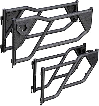 Tyger Auto TG-DR4J62758 Tubular Doors Compatible with 2018-2025 Jeep Wrangler JL 4-Doors Not JK; 2020-2025 Gladiator JT | Textured Black | Mirror Mount | Front & Rear Door Set