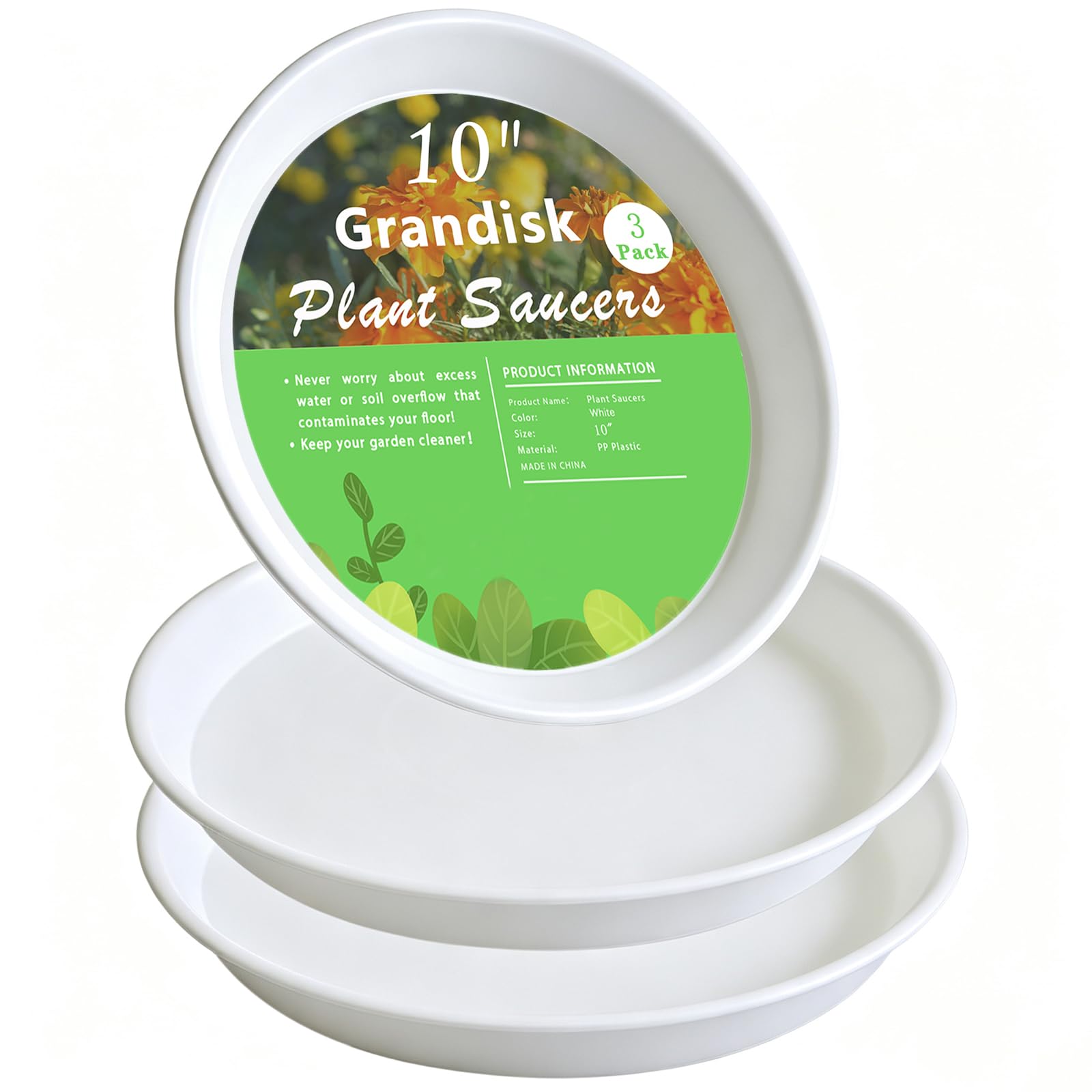 Heavy-Duty Plant Saucers - 3 Pack, Brown -15