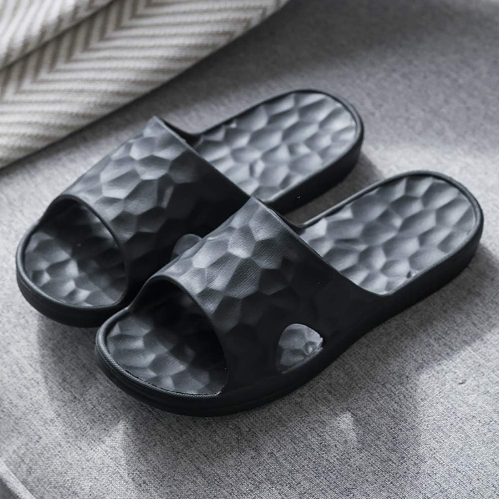 GOUMAO Unisex Adults? Men Flip Flops Male Flat Slippers Loafers Heat Proof Sandals Camouflage Flip Flops Home Bath Shoes Anti-Skidding Work Slipper Summer Stripe (43-44,Black)